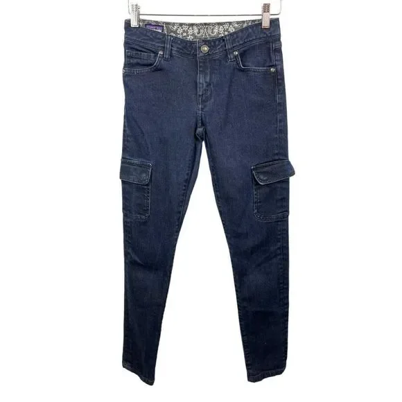 PATAGONIA Organic Cotton Stretch Slim Fit Midrise Indigo Cargo Jeans Size 25 - Picture 2 of 10
